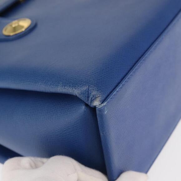 MCM Hand Bag Leather Blue Gold Auth BA6222 - Picture 8 of 16